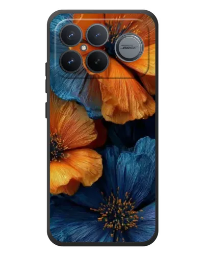 Чехол для Xiaomi Poco F8 Ultra с картинкой «Яркая сине-оранжевая флора» Чехол для Xiaomi Poco F8 Ultra с картинкой «Яркая сине-оранжевая флора»