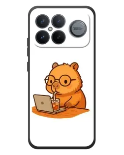 Чехол для Xiaomi Poco F8 Ultra с картинкой «Капибара с ноутбуком»