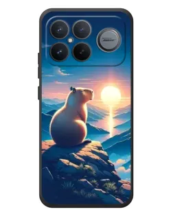 Чехол для Xiaomi Poco F8 Ultra с картинкой «Закат солнца с капибарой»