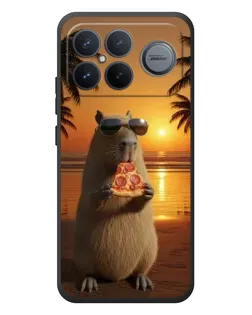 Чехол для Xiaomi Poco F8 Ultra с картинкой «Капибара с пиццей»
