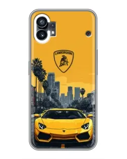 Чехол для Xiaomi Poco M4 5G с картинкой «Желтый Lamborghini город»