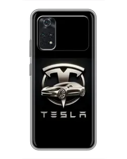 Чехол для Xiaomi POCO M4 Pro 5G с картинкой «Tesla — серебристое авто» Чехол для Xiaomi POCO M4 Pro 5G с картинкой «Tesla — серебристое авто»