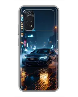 Чехол для Xiaomi POCO M4 Pro 5G с картинкой «Ночной город и Audi»