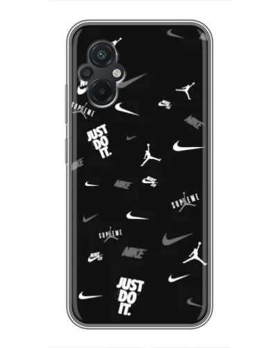 Чехол для Xiaomi POCO M5 с картинкой «Nike Black Pattern» Чехол для Xiaomi POCO M5 с картинкой «Nike Black Pattern»