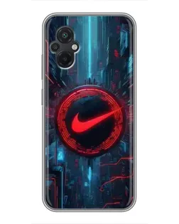 Чехол для Xiaomi POCO M5 с картинкой «Техногенный стиль Nike»