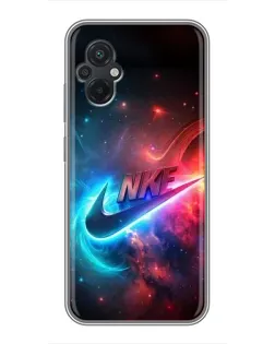 Чехол для Xiaomi POCO M5 с картинкой «Огненный логотип Nike»