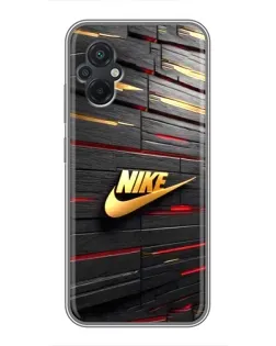 Чехол для Xiaomi POCO M5 с картинкой «Золотой Nike на металле»