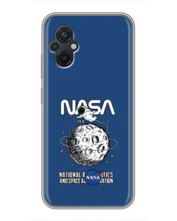 Чехол для Xiaomi POCO M5 с картинкой «NASA — лунная миссия»