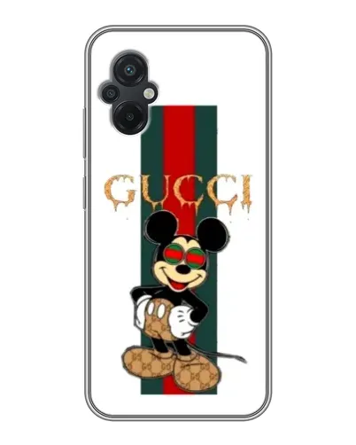 Чехол для Xiaomi POCO M5 с картинкой «Микки Маус Gucci — полосы»