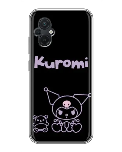 Чехол для Xiaomi POCO M5 с картинкой «Kuromi — черный минимализм»