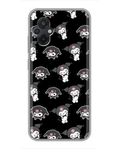 Чехол для Xiaomi POCO M5 с картинкой «Черный паттерн Kuromi»