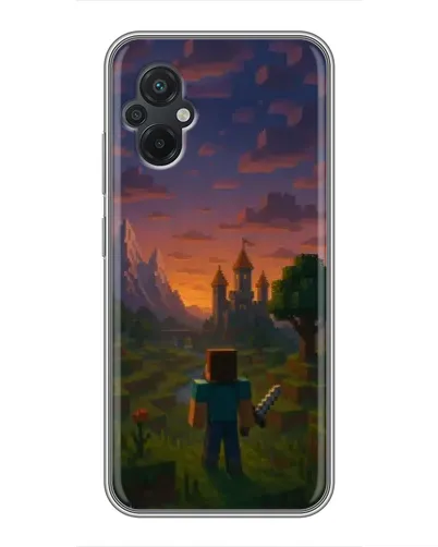 Чехол для Xiaomi POCO M5 с картинкой «Стив у башни»