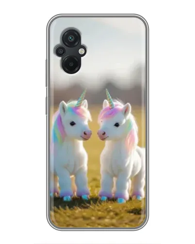 Чехол для Xiaomi POCO M5 с картинкой «Пара единорогов»