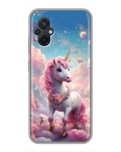 Чехол для Xiaomi POCO M5 с картинкой «Единорог среди облаков»