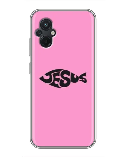 Чехол для Xiaomi POCO M5 с картинкой «Розовый символ  Jesus»