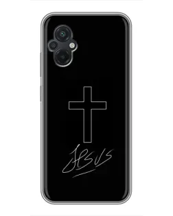 Чехол для Xiaomi POCO M5 с картинкой «Графический крест Jesus»