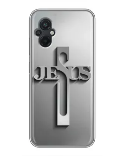 Чехол для Xiaomi POCO M5 с картинкой «Металлический крест Jesus»