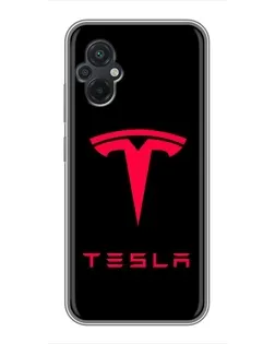 Чехол для Xiaomi POCO M5 с картинкой «Tesla Red Logo»