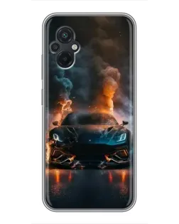 Чехол для Xiaomi POCO M5 с картинкой «Lamborghini дымная эстетика»