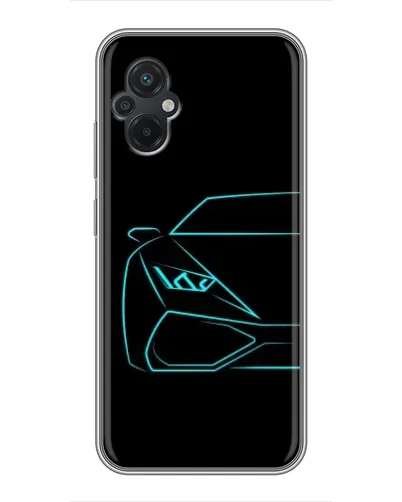 Чехол для Xiaomi POCO M5 с картинкой «Голубой силуэт Lamborghini»
