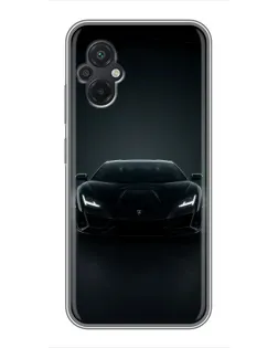 Чехол для Xiaomi POCO M5 с картинкой «Черный Lamborghini Aventador»