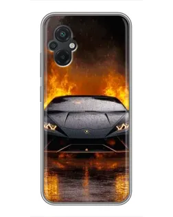 Чехол для Xiaomi POCO M5 с картинкой «Lamborghini в огне»