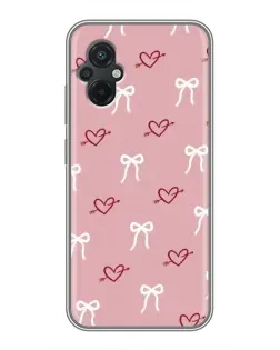 Чехол для Xiaomi POCO M5 с картинкой «Сердца и банты»