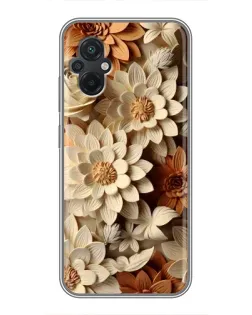 Чехол для Xiaomi POCO M5 с картинкой «Бежевый флористический декор»