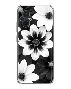 Чехол для Xiaomi POCO M5 с картинкой «Монохромные астры»