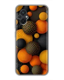 Чехол для Xiaomi POCO M5 с картинкой «Объемные оранжевые сферы»
