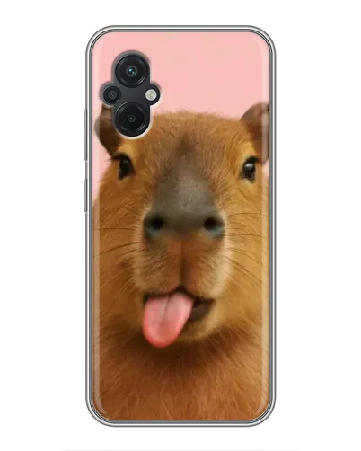Чехол для Xiaomi POCO M5 с картинкой «Капибара с языком»
