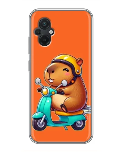 Чехол для Xiaomi POCO M5 с картинкой «Капибара на скутере»