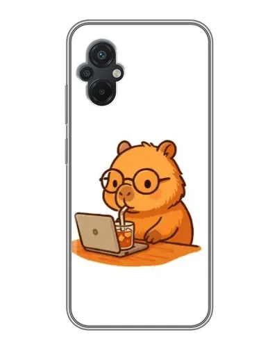Чехол для Xiaomi POCO M5 с картинкой «Капибара с ноутбуком»