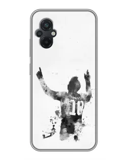 Чехол для Xiaomi POCO M5 с картинкой «Черно-белый силуэт Месси»