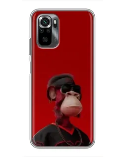 Чехол для Xiaomi POCO M5s с картинкой «Bored Ape в красном»