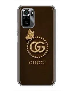 Чехол для Xiaomi POCO M5s с картинкой «Gucci — золотая бабочка»