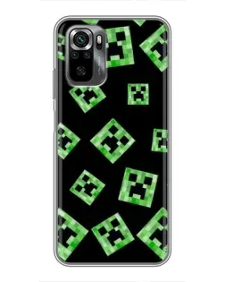 Чехол для Xiaomi POCO M5s с картинкой «Паттерн с криперами»