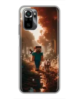 Чехол для Xiaomi POCO M5s с картинкой «Стив в лесу»