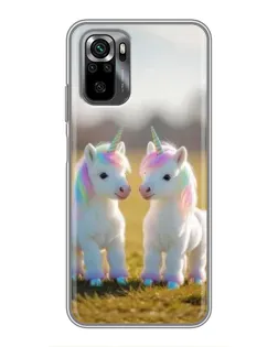 Чехол для Xiaomi POCO M5s с картинкой «Пара единорогов»