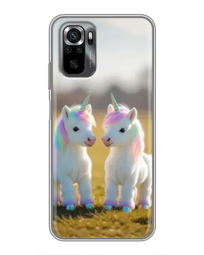 Чехол для Xiaomi POCO M5s с картинкой «Пара единорогов»