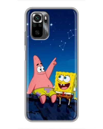 Чехол для Xiaomi POCO M5s с картинкой «Губка Боб и Патрик ночью»