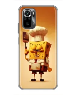 Чехол для Xiaomi POCO M5s с картинкой «Губка Боб повар»