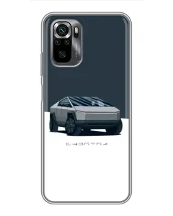 Чехол для Xiaomi POCO M5s с картинкой «Серебристый Cybertruck Tesla»