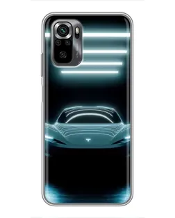 Чехол для Xiaomi POCO M5s с картинкой «Tesla в неоне»