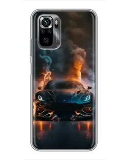 Чехол для Xiaomi POCO M5s с картинкой «Lamborghini дымная эстетика»