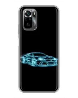 Чехол для Xiaomi POCO M5s с картинкой «Неоновый контур Lamborghini»