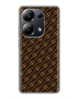 Чехол для Xiaomi POCO M6 Pro с картинкой «Gucci — золотые диагонали»