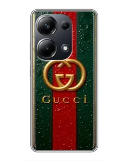 Чохол для Xiaomi POCO M6 Pro з картинкою «Gucci — фірмова смуга та золото»
