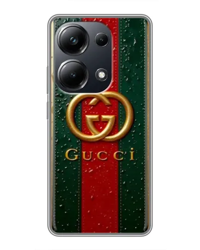 Чехол для Xiaomi POCO M6 Pro с картинкой «Gucci — фирменная полоса и золото» Чехол для Xiaomi POCO M6 Pro с картинкой «Gucci — фирменная полоса и золото»