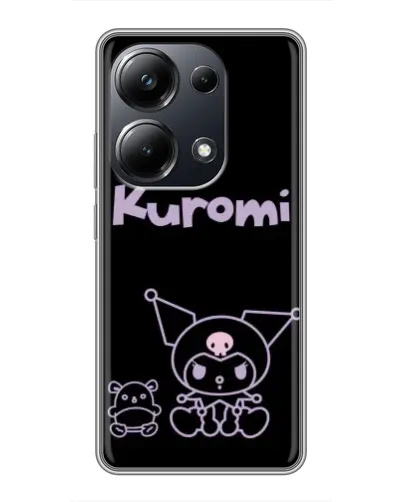 Чехол для Xiaomi POCO M6 Pro с картинкой «Kuromi — черный минимализм»